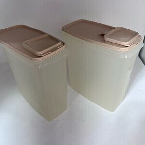 2 Vintage Tupperware #1588 Cereal Keeper With Flip Spout Lid-#1590 Containers